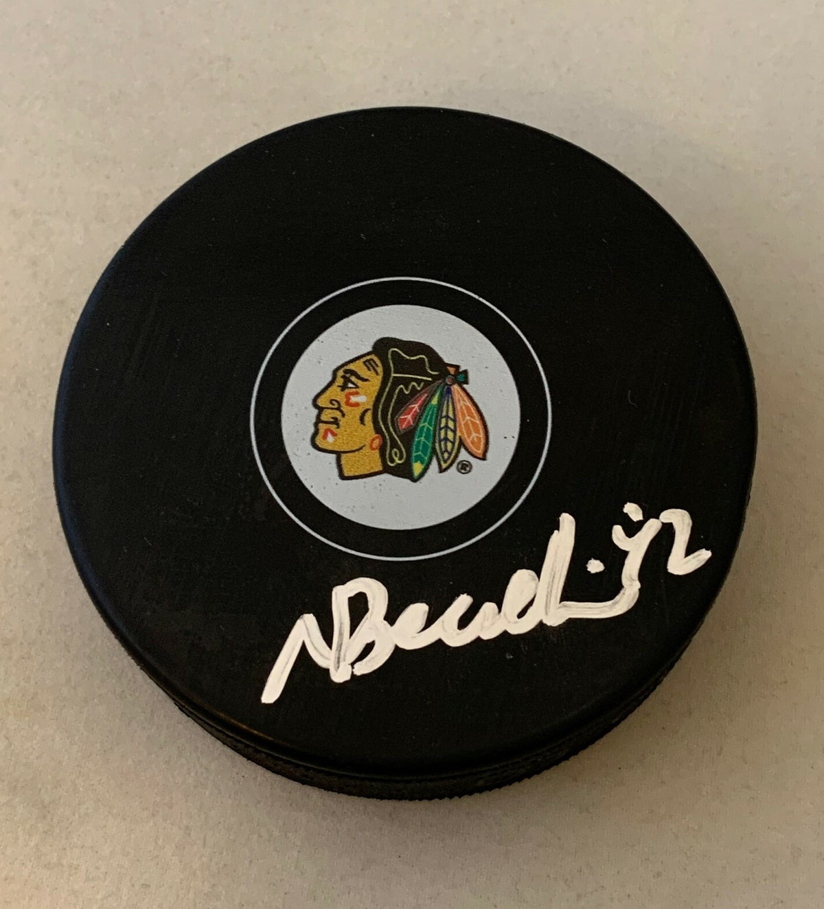 Nicolas Beaudin signed Chicago Blackhawks Puck autographed Hawks 