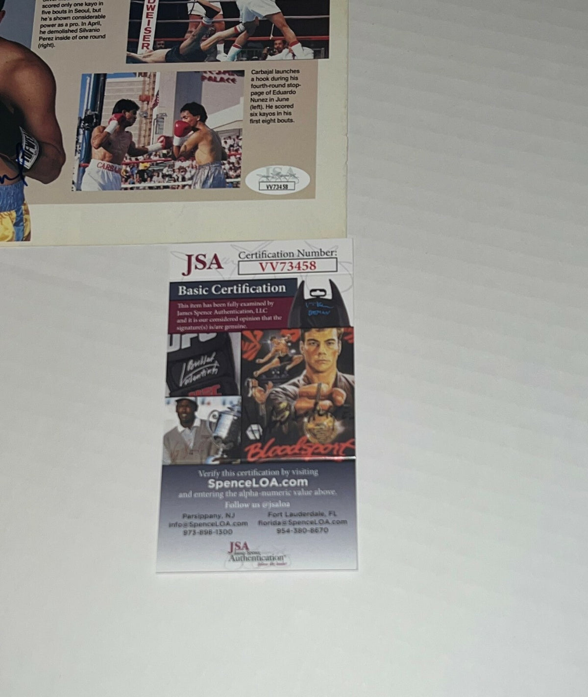 Michael Carbajal signed Magazine Page Boxing Champ autographed 2 JSA