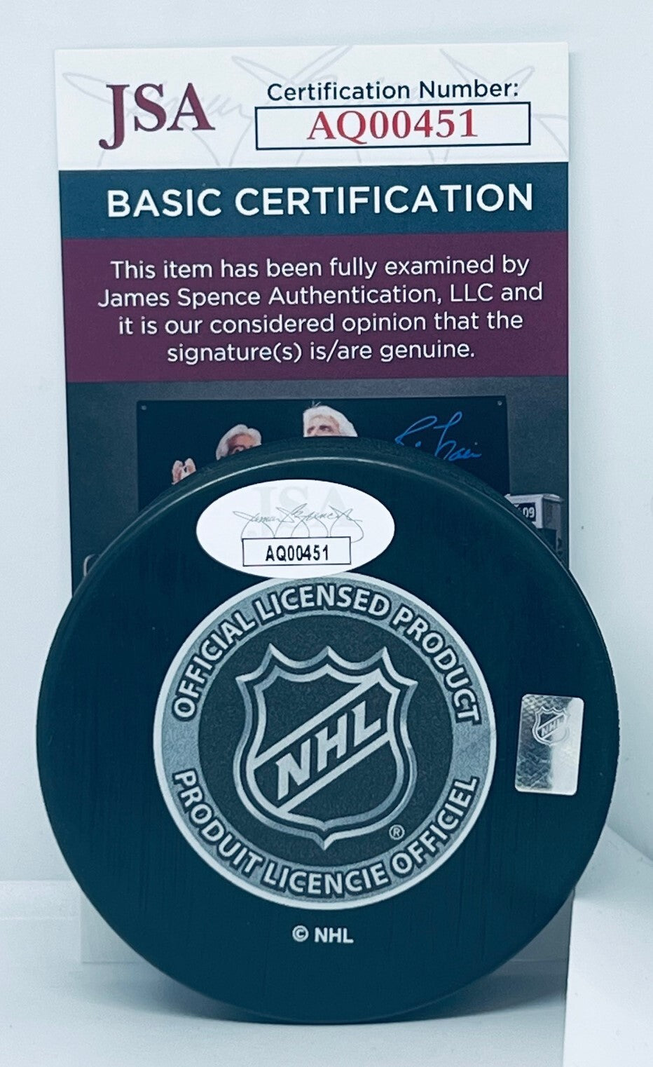 Brett Hull signed Detroit Red Wings 2002 Stanley Cup Champs Puck HOF Insc. JSA