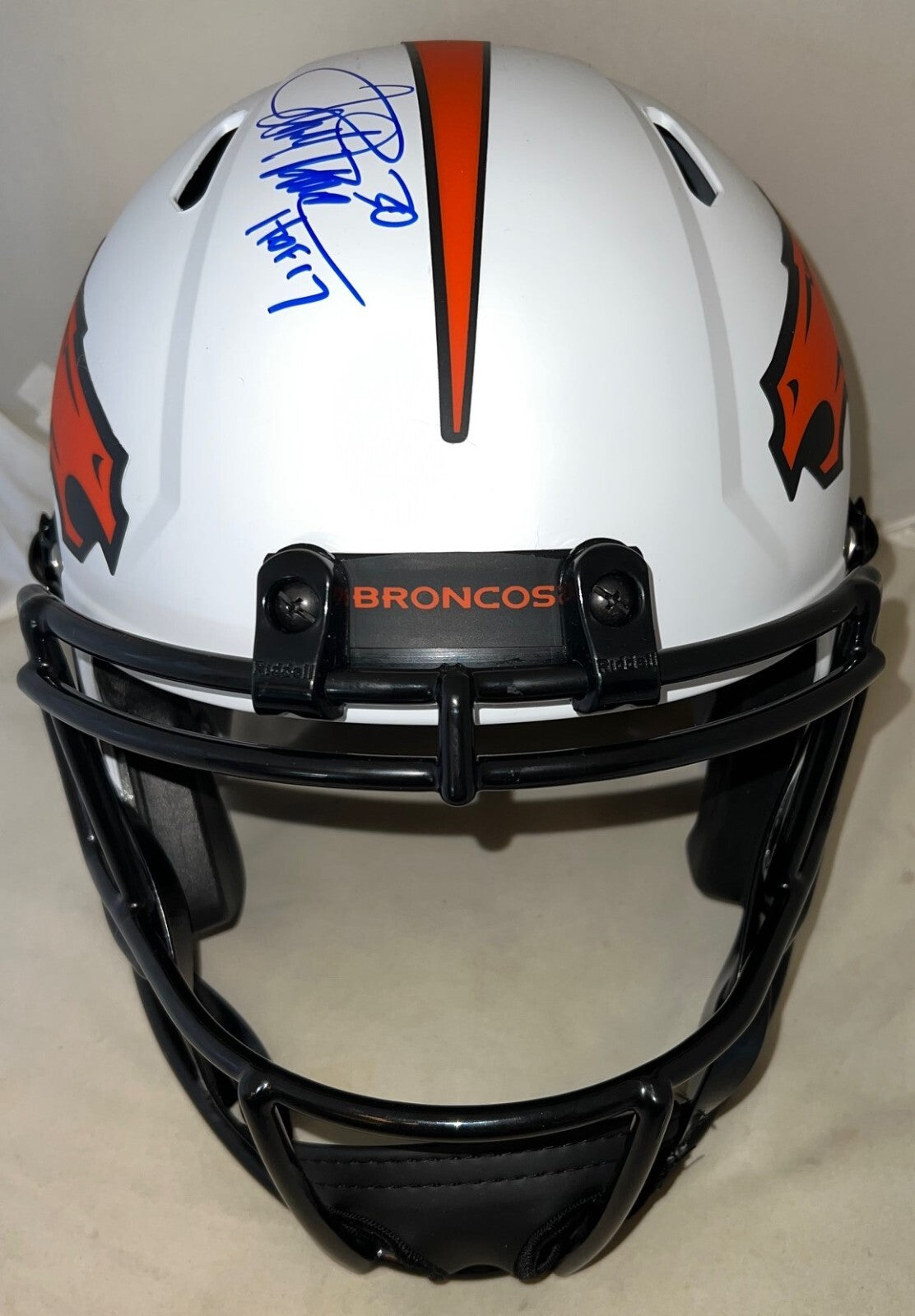 Terrell Davis signed Denver Broncos Lunar Eclipse F/S helmet W/ HOF Inscrip JSA