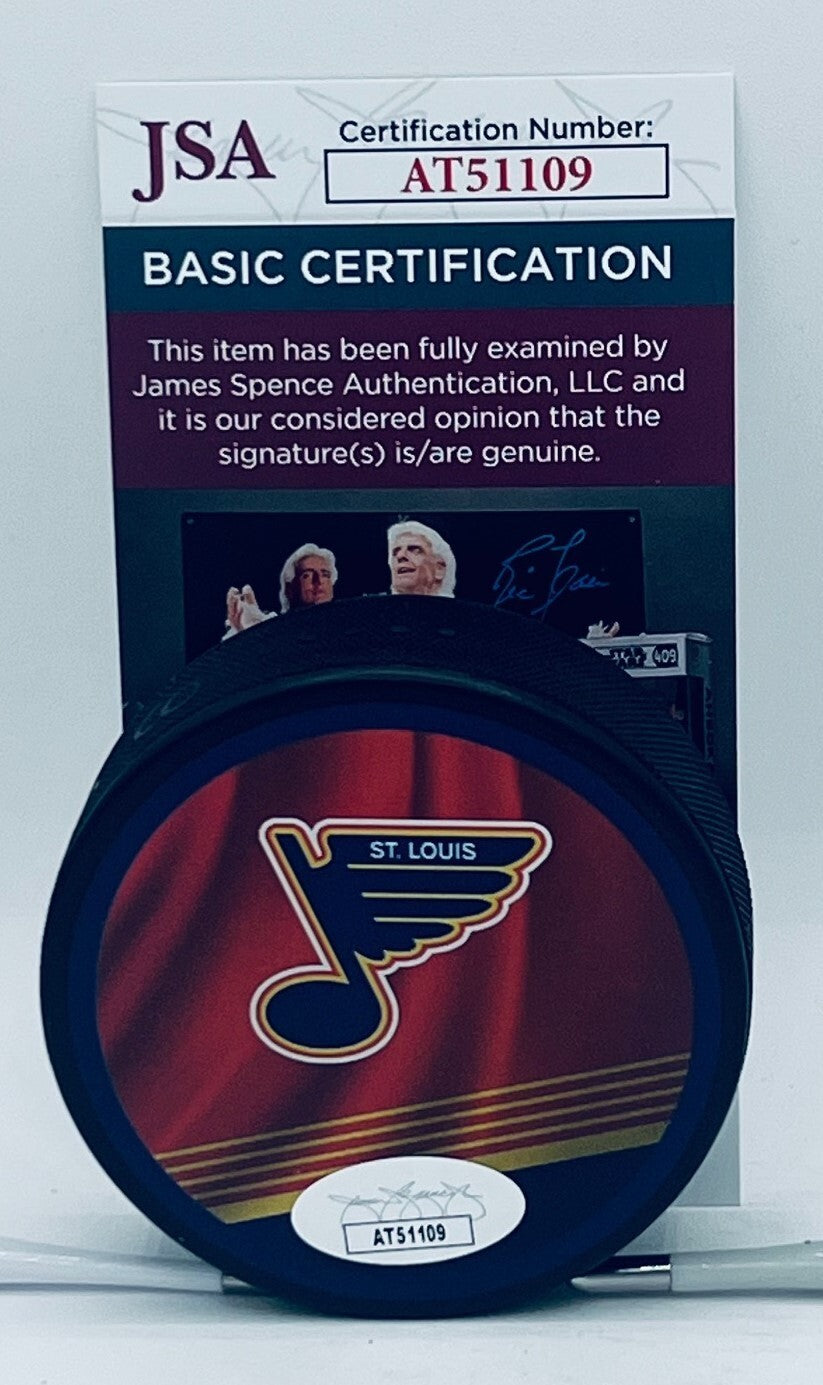 Colton Parayko signed St. Louis Blues Reverse Retro Puck autographed JSA