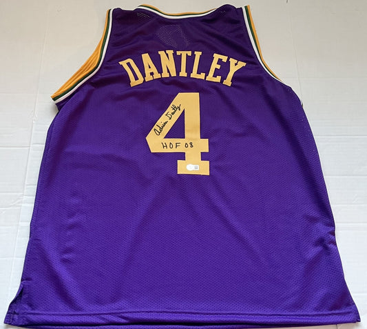 Adrian Dantley Utah Jazz signed Custom jersey W/ HOF Inscrip 2 Beckett Witnessed
