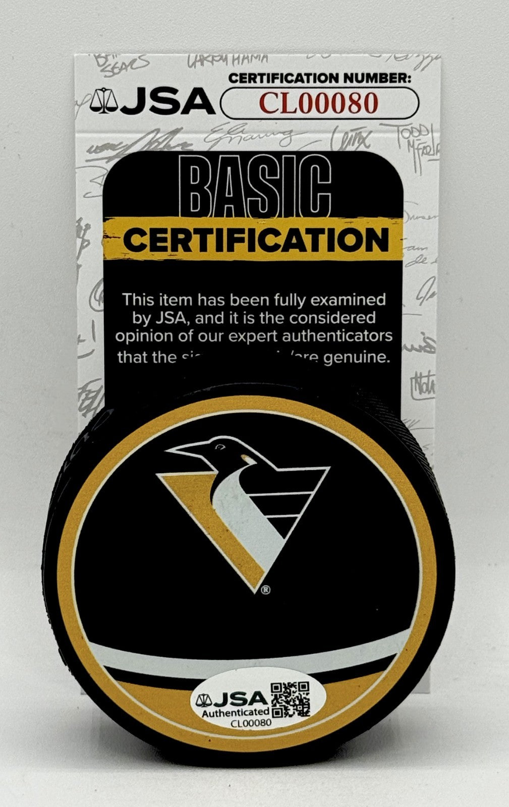 Phil Bourque signed Pittsburgh Penguins Reverse Retro Puck autographed JSA