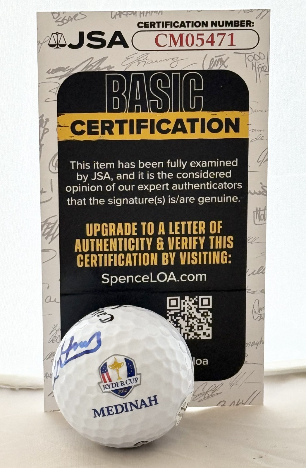 Brian Harman signed Callaway Ryder Cup Golf Ball autographed JSA