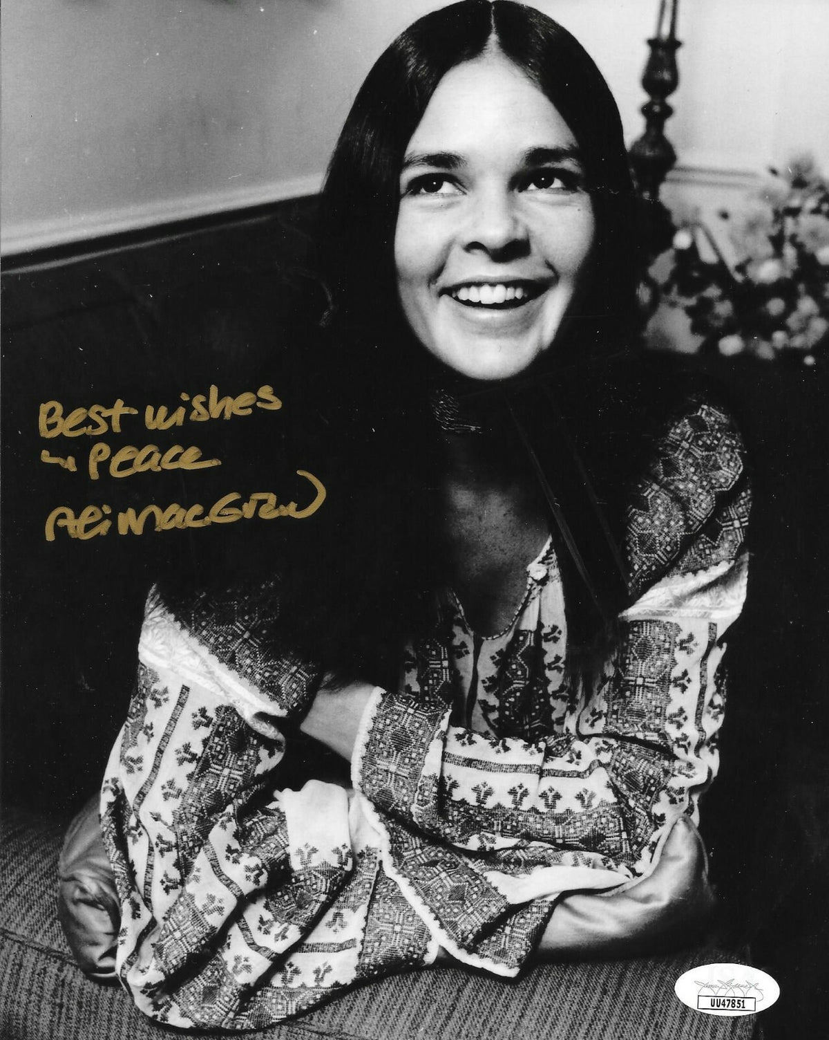 Ali MacGraw Love Story The Getaway signed 8x10 photo autographed 4 JSA
