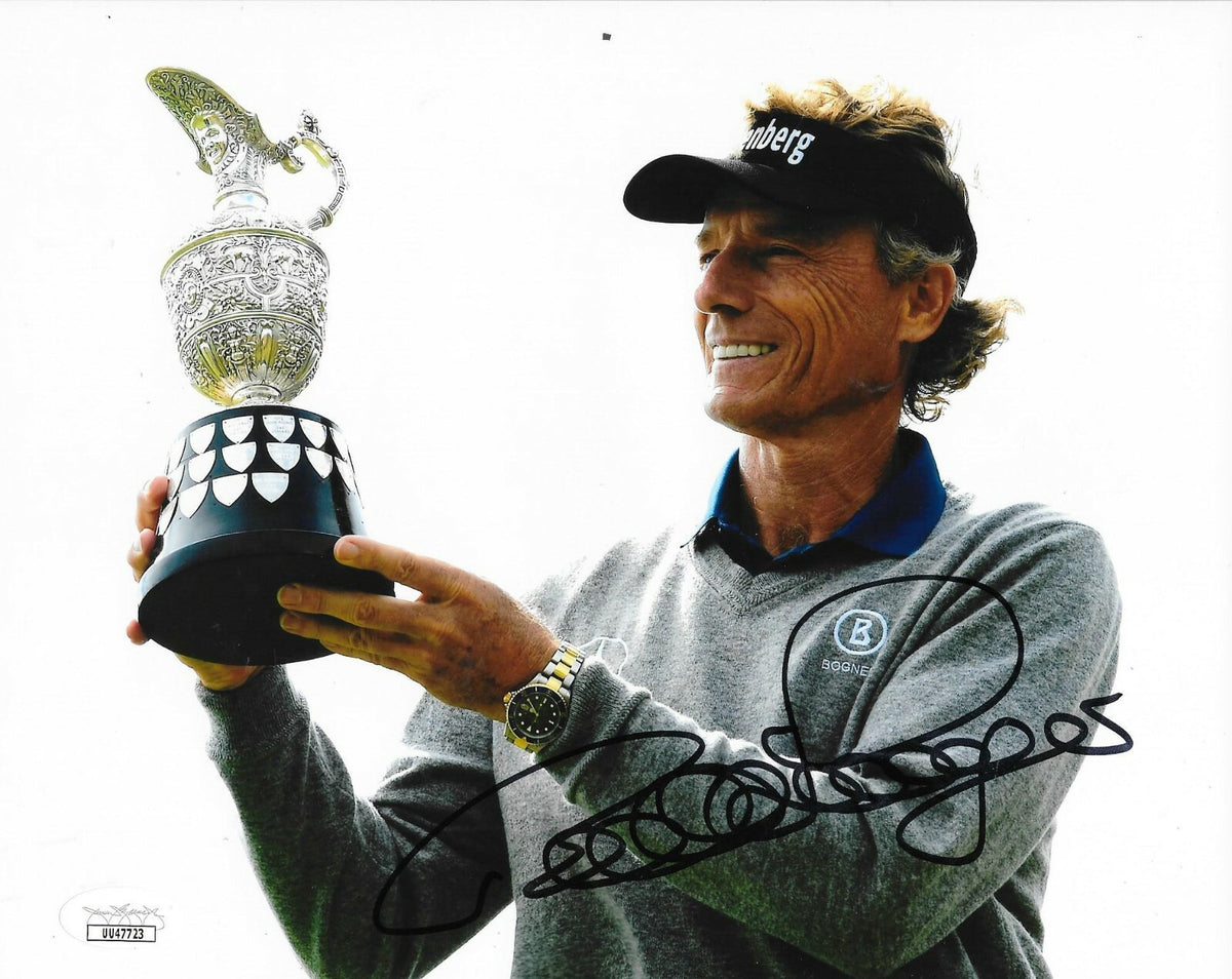 Bernhard Langer signed British Open Trophy 8x10 photo autographed 2 JSA