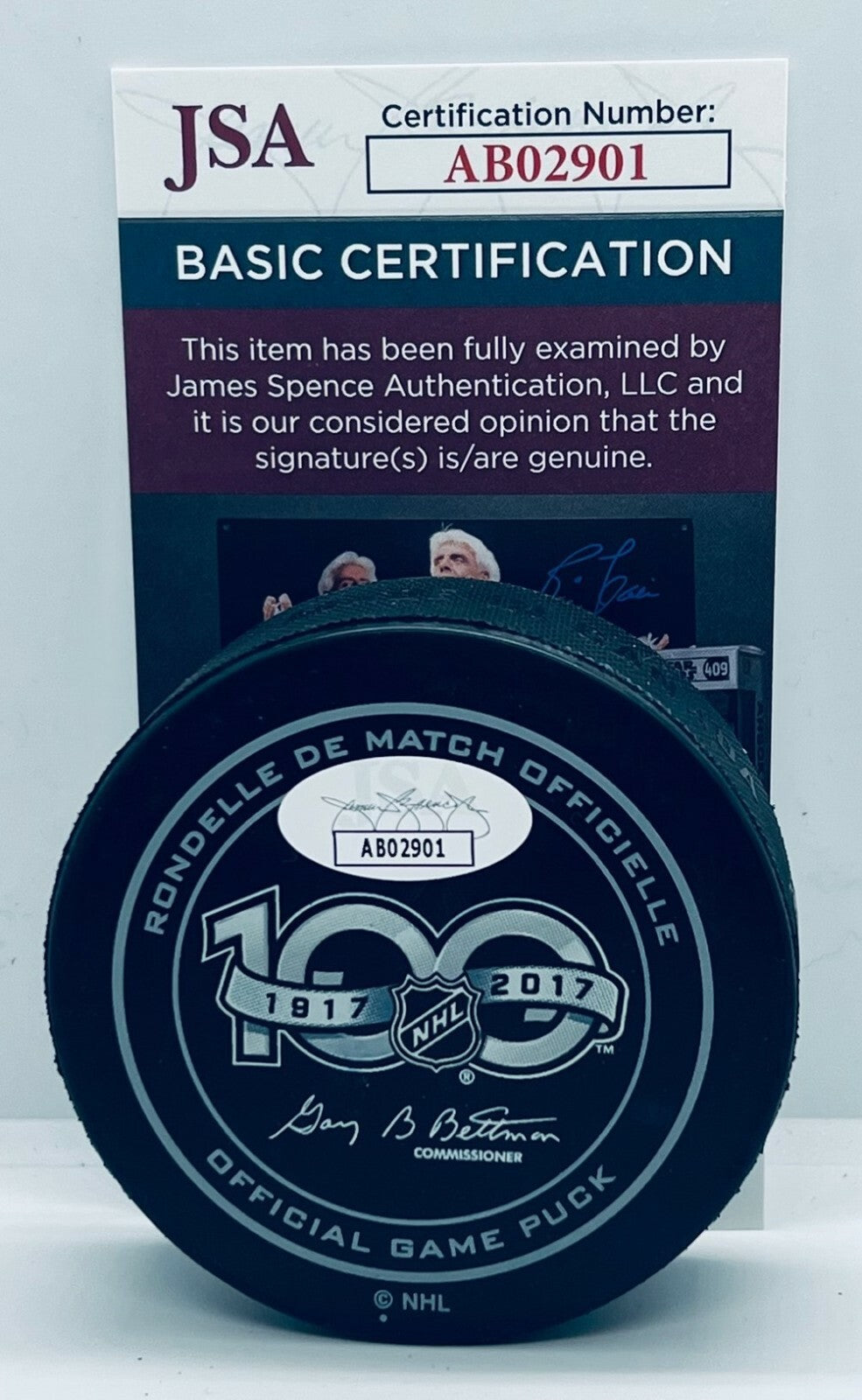 Denis Savard signed Tampa Bay Lightning 25th Anniversary Game Puck JSA