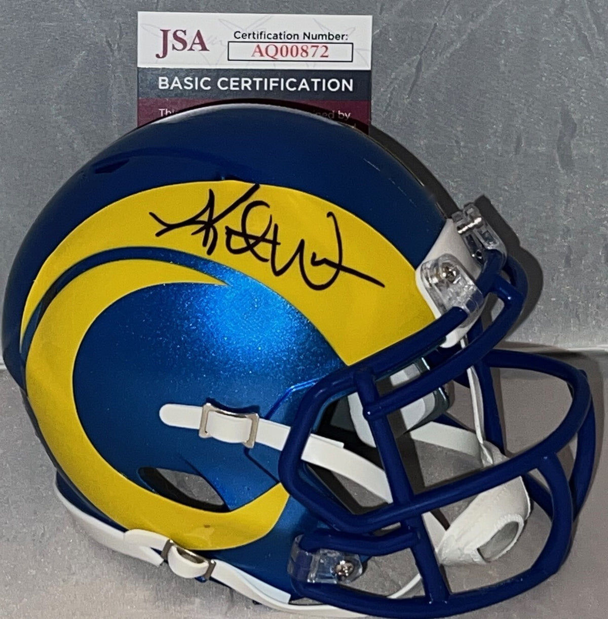Kurt Warner St. Louis Rams signed Rams mini helmet autographed #2 JSA