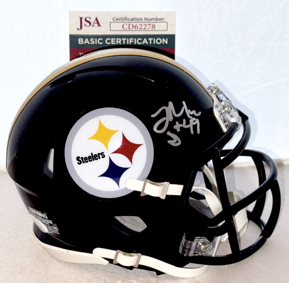 Jeremiah Moon signed Pittsburgh Steelers mini helmet autographed JSA