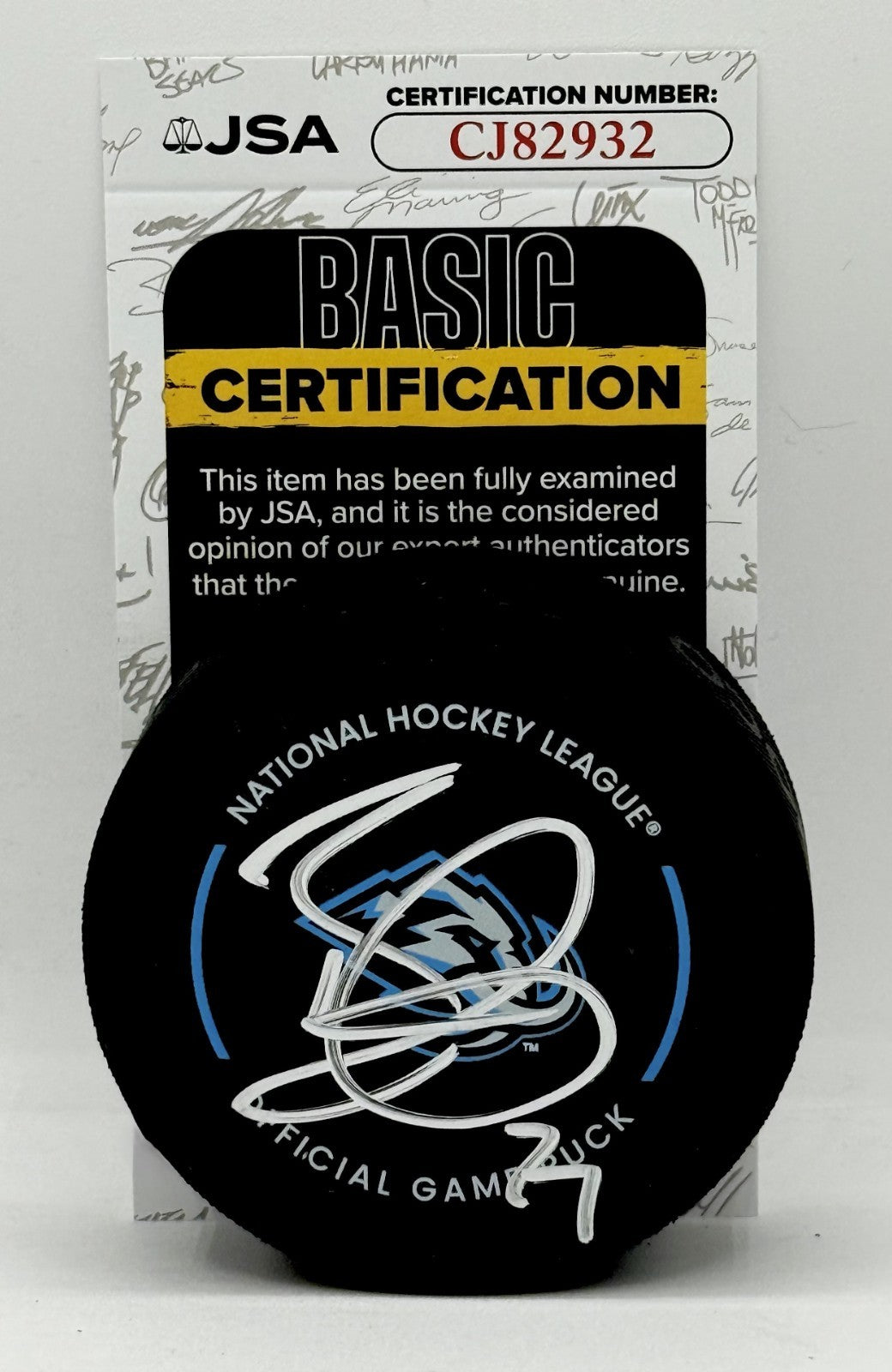 Barrett Hayton signed Utah Mammoth Official Game Puck autographed JSA