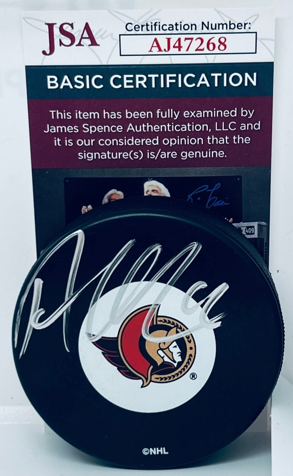 Alex DeBrincat signed Ottawa Senators Logo Puck autographed JSA