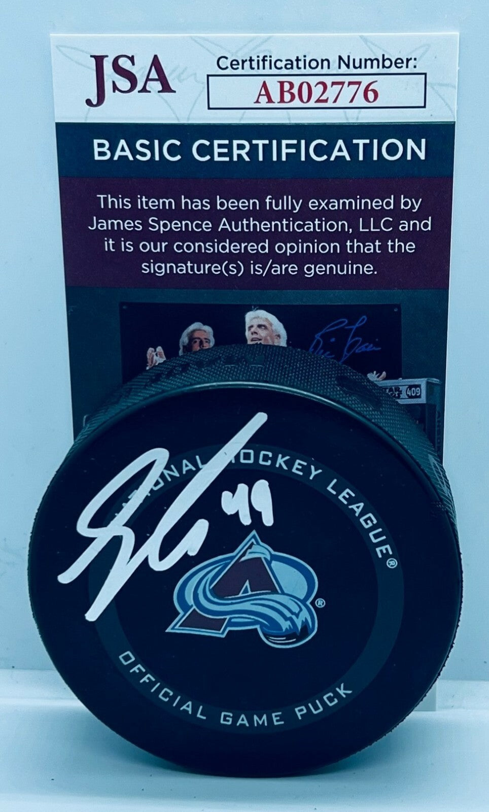 Sam Girard signed Colorado Avalanche Official Game Puck autographed Avs JSA