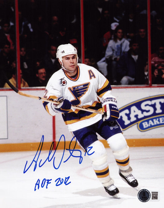 Adam Oates signed St. Louis Blues 8x10 photo W/ HOF Beckett Witnessed