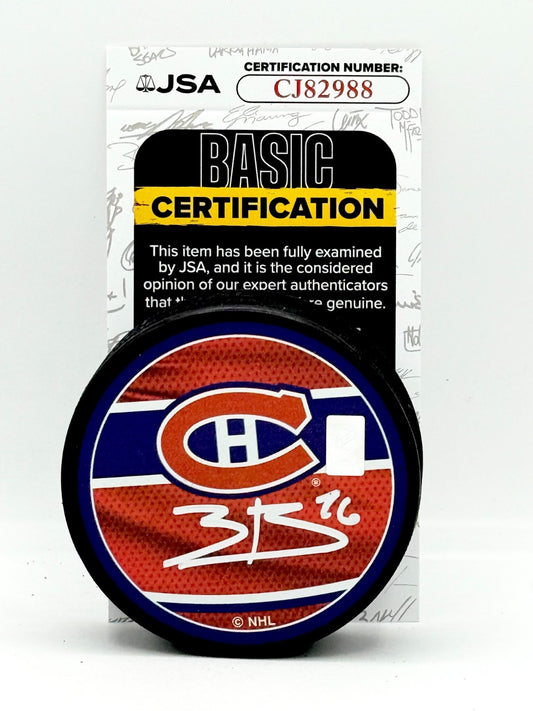 Zack Bolduc signed Montreal Canadiens Reverse Retro Puck autographed JSA