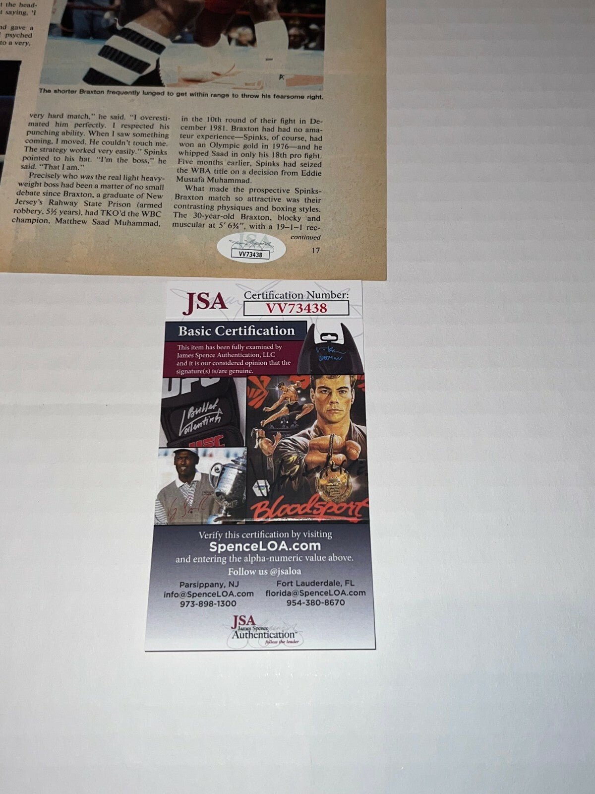 Dwight Muhammad Qawi signed Magazine Page Boxing Champ autographed 6 JSA