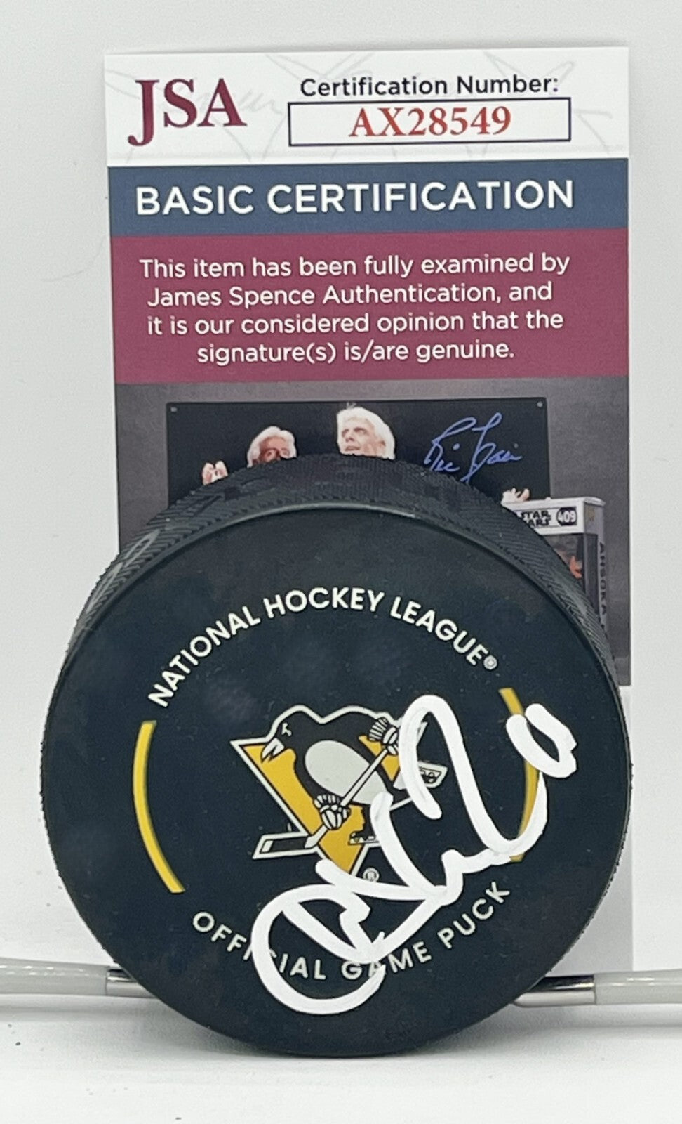 Darius Kasparaitis signed Pittsburgh Penguins Official Game Puck autographed JSA