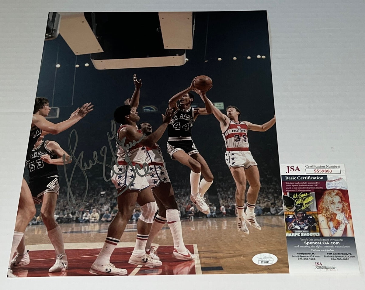 George Gervin signed San Antonio Spurs 11x14 photo autographed W Ice Insc 7 JSA