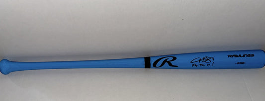 Alex Bregman Cubs signed F/S Blue Fathers Day Bat + Fly The W Beckett Witnessed