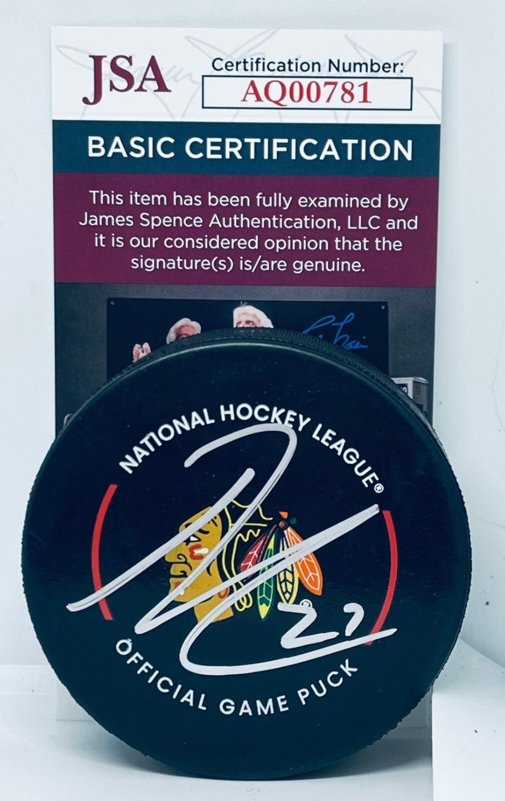Lukas Reichel signed Chicago Blackhawks Official Game Puck autographed JSA
