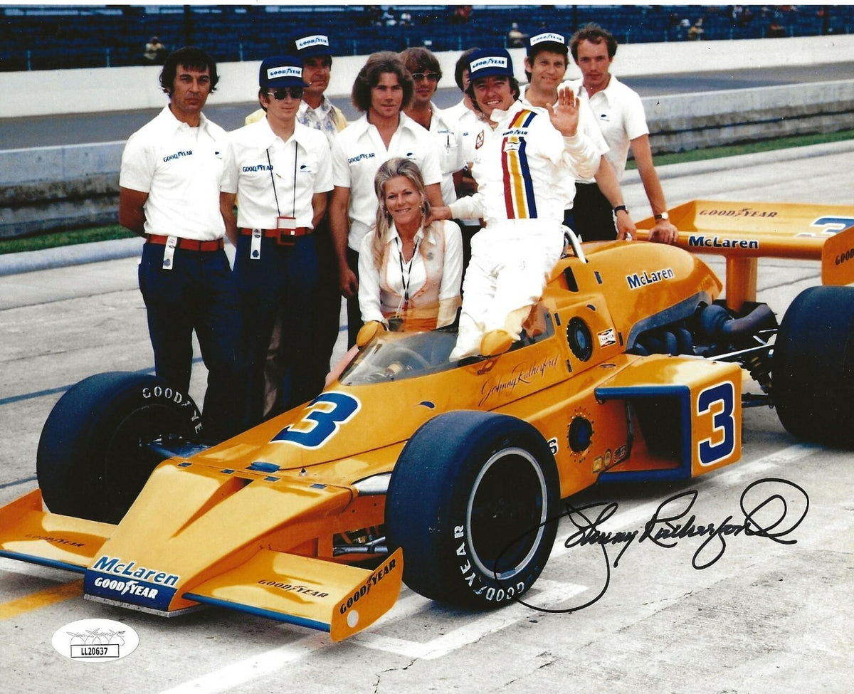 Johnny Rutherford Indy 500 Winner signed Racing 8x10 photo Lone Star JR 3 JSA