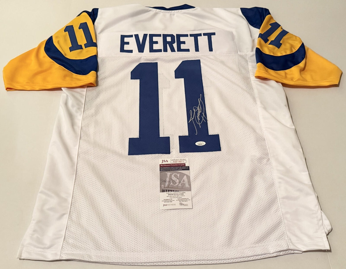 Jim Everett Los Angeles Rams signed White Custom jersey autographed JSA Witness