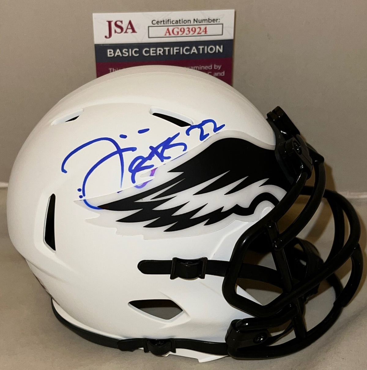 Duce Staley signed Philadelphia Eagles Lunar Eclipse mini helmet Proof JSA