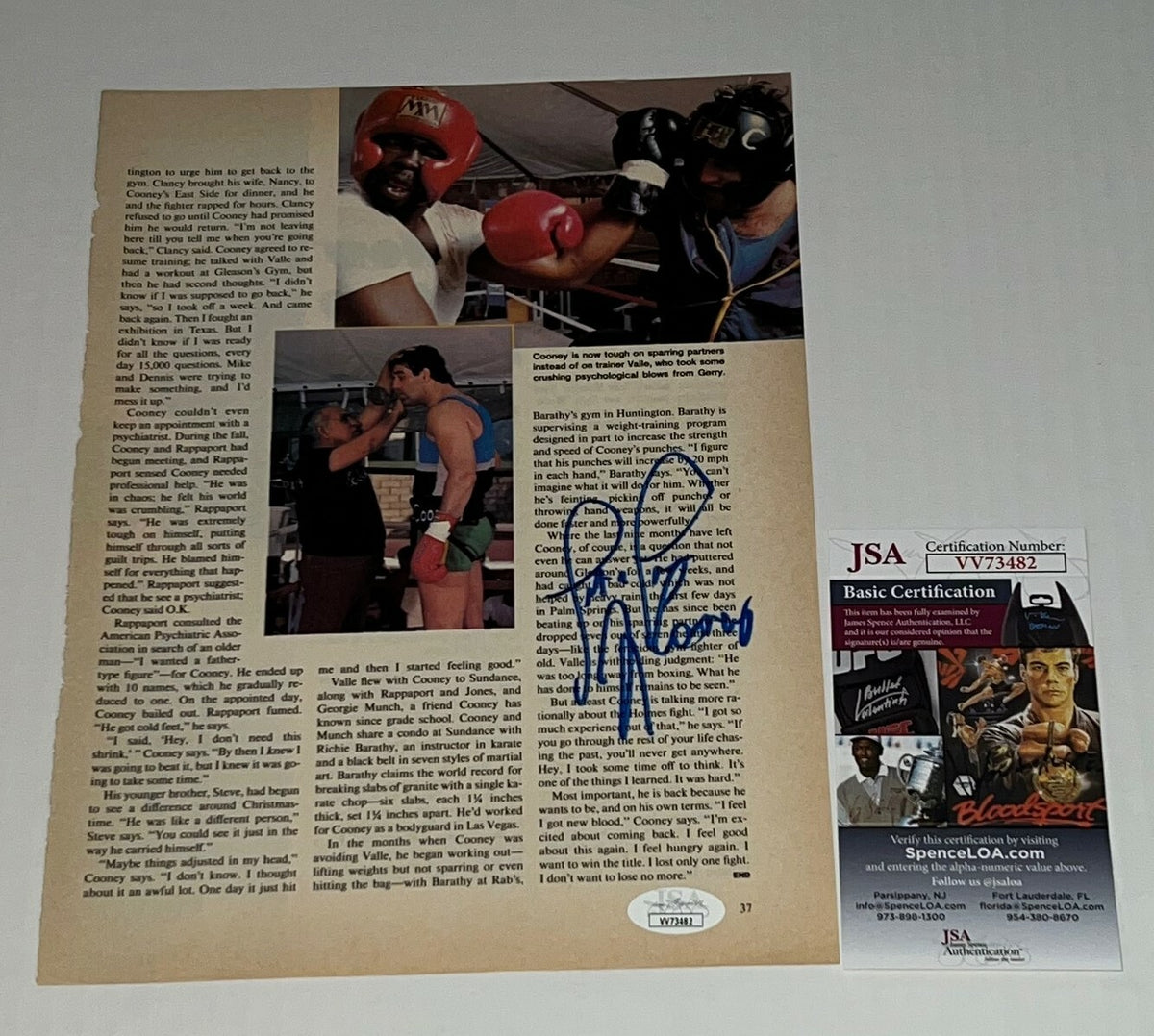 Gerry Cooney signed Boxing Magazine Page autographed 6 JSA