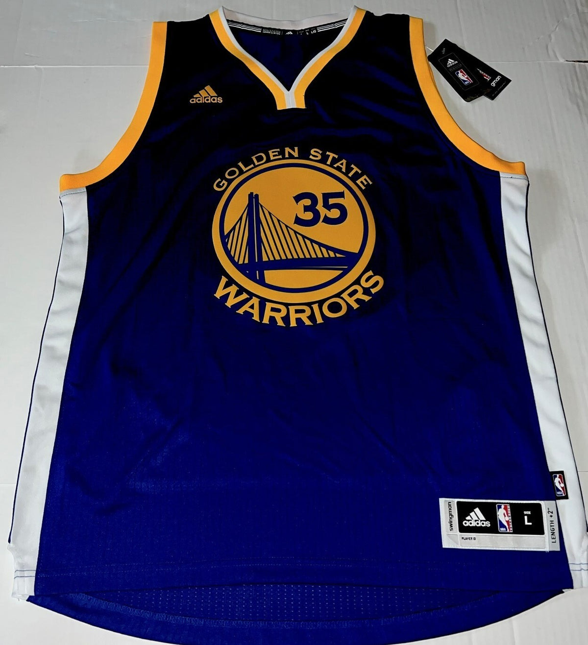 Kevin Durant signed Golden State Warriors Adidas Swingman Large jersey JSA