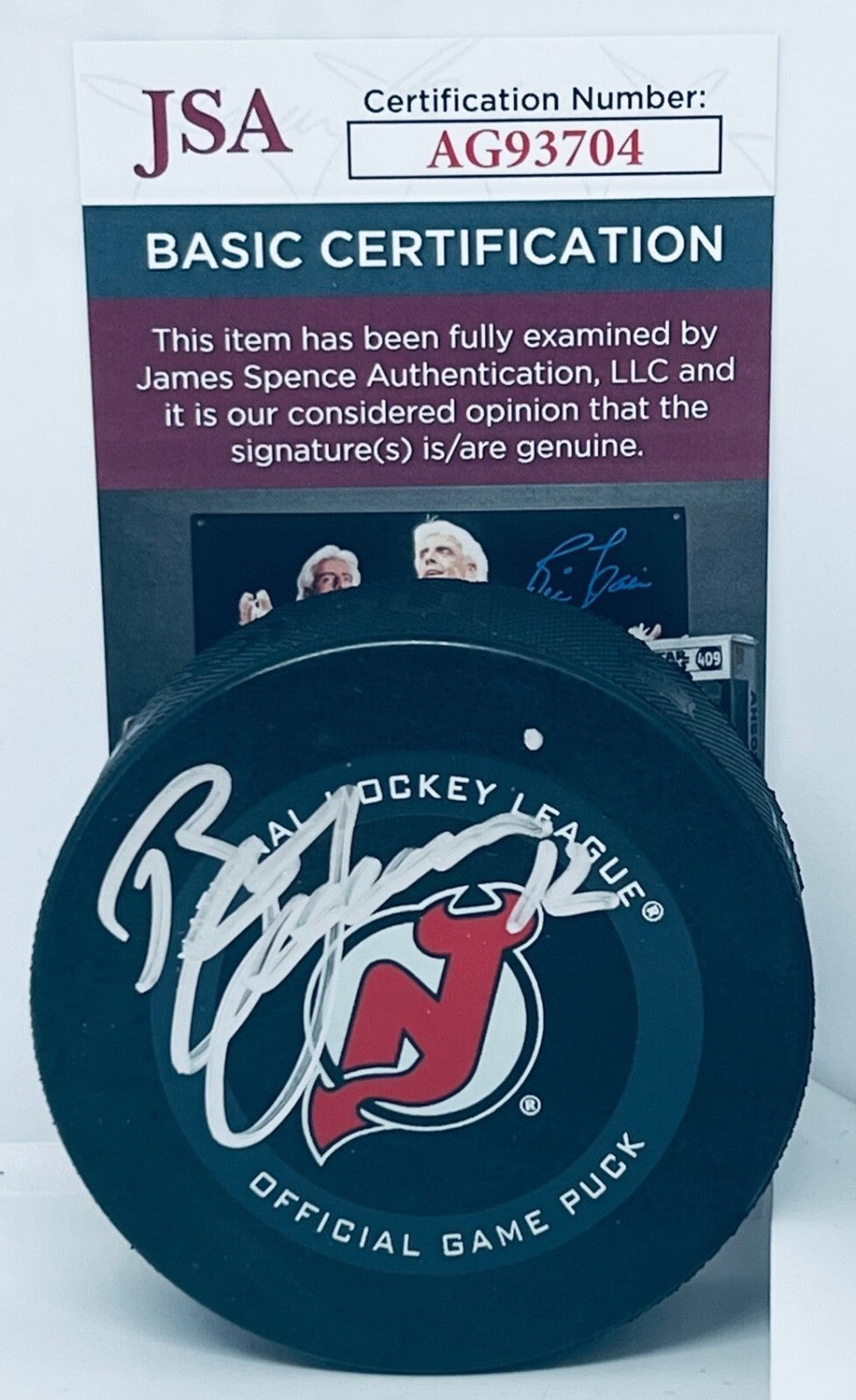 Bill Guerin signed New Jersey Devils Official Game Puck autographed JSA