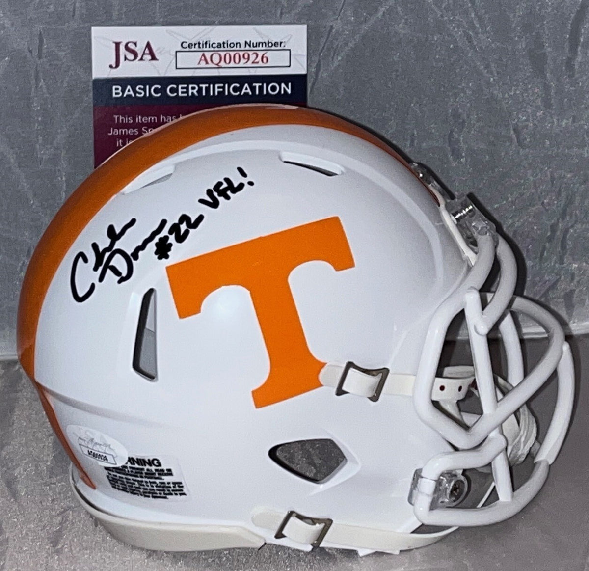 Charles Davis signed Tennessee Volunteers mini helmet autographed Vols JSA