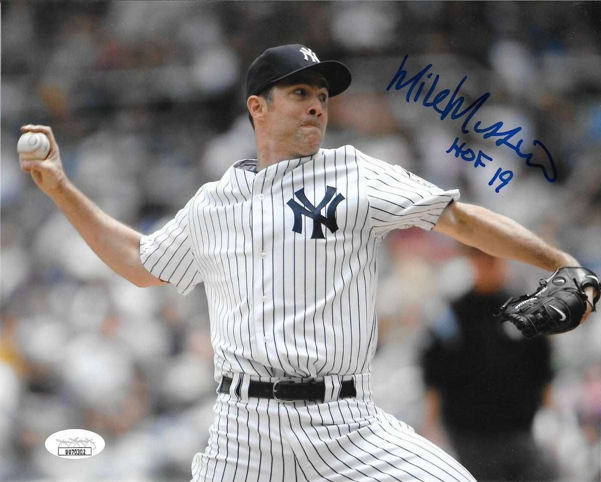 Mike Mussina signed New York Yankees 8x10 photo W/ HOF Inscription 7 JSA