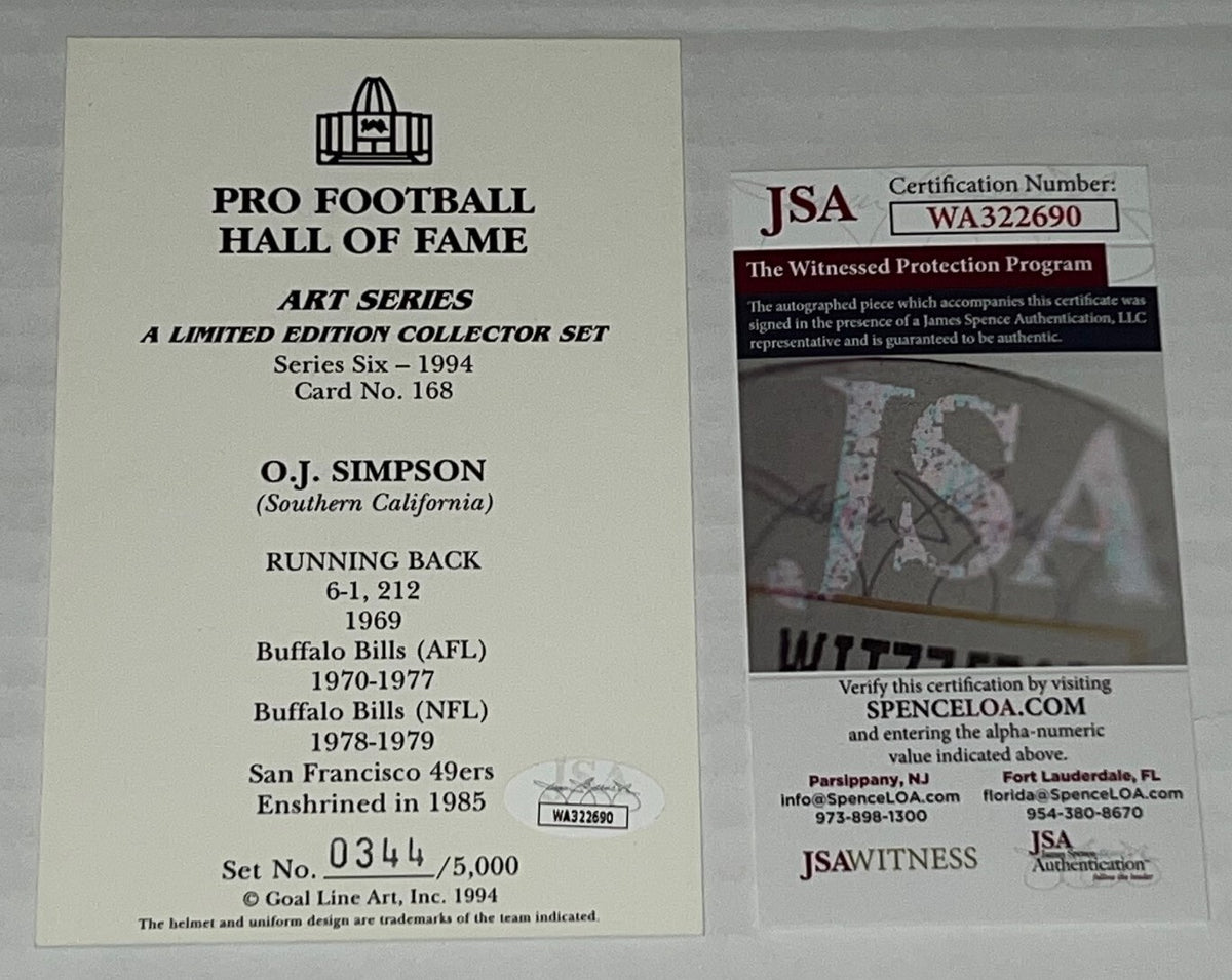 O.J. Simpson Buffalo Bills signed Goal Line Art Card autographed JSA Witnessed