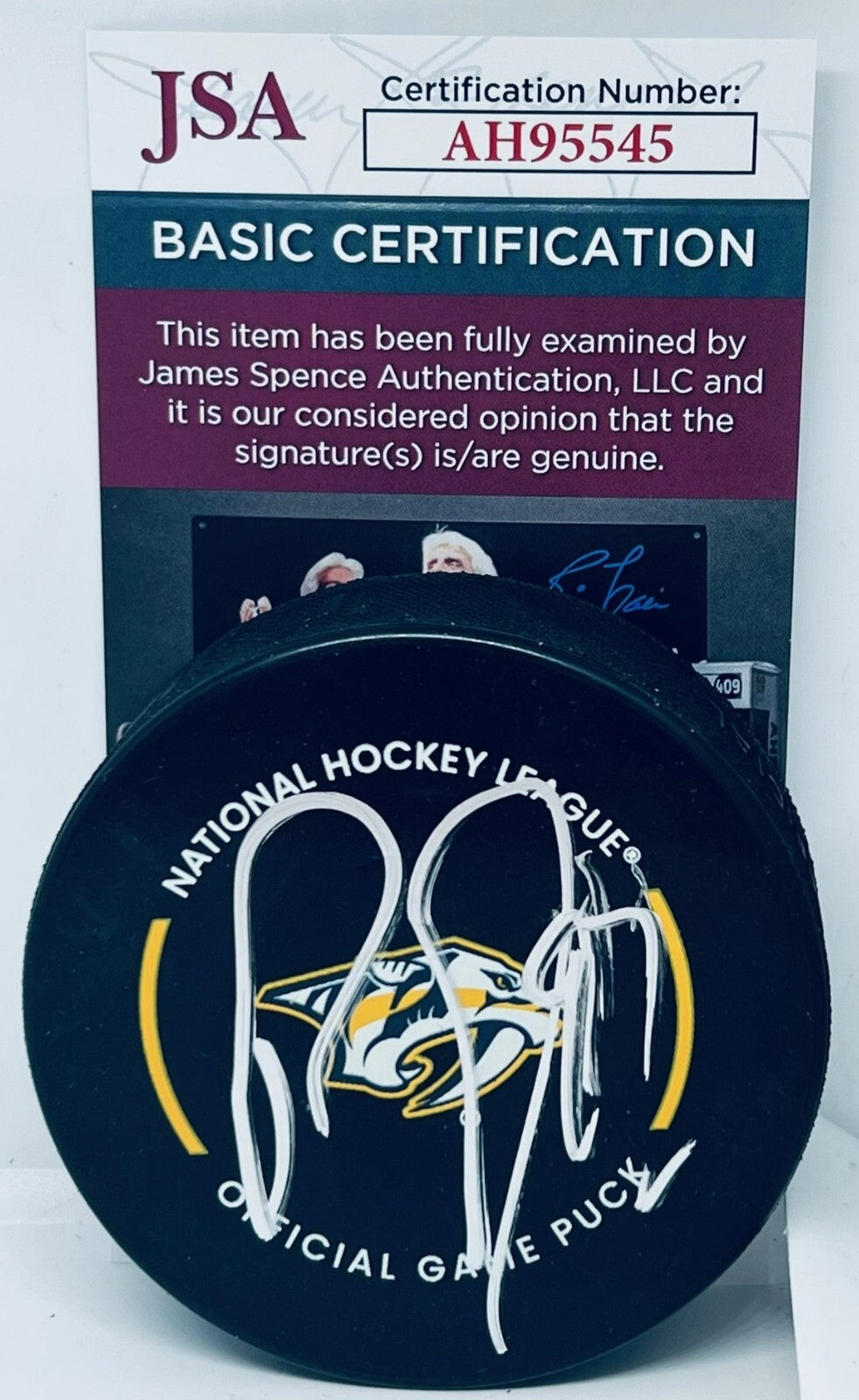 Ryan Johansen signed Nashville Predators Official Game Puck autographed JSA