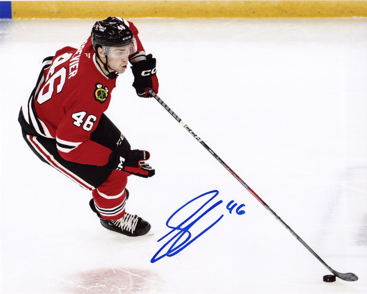 Louis Crevier signed Chicago Blackhawks 8x10 photo autographed Hawks #1