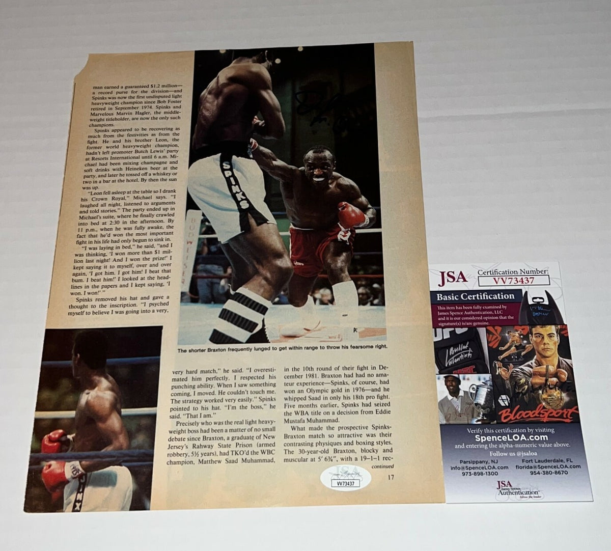 Dwight Muhammad Qawi signed Magazine Page Boxing Champ autographed 5 JSA