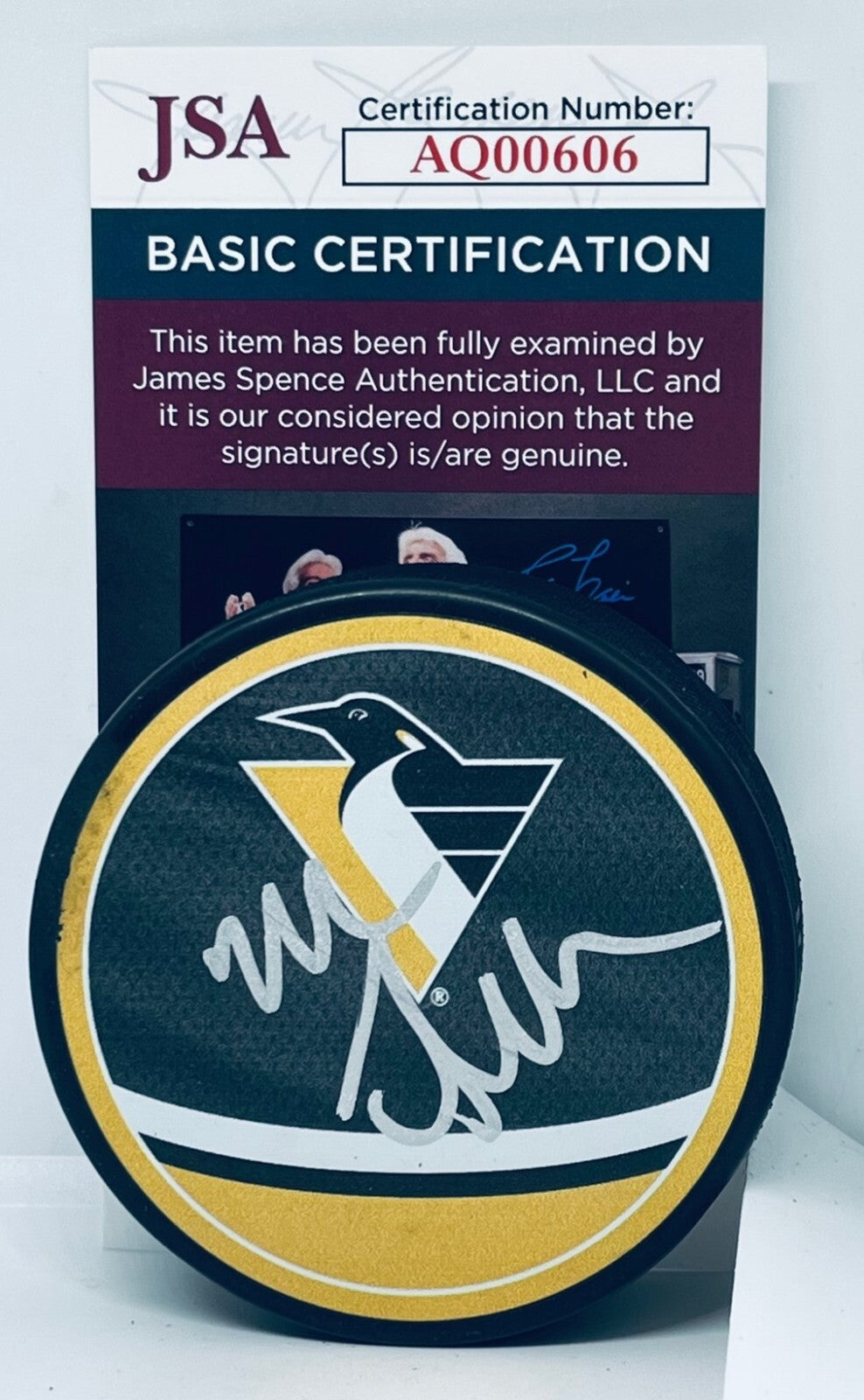 Mike Sullivan signed Pittsburgh Penguins Reverse Retro Puck autographed JSA