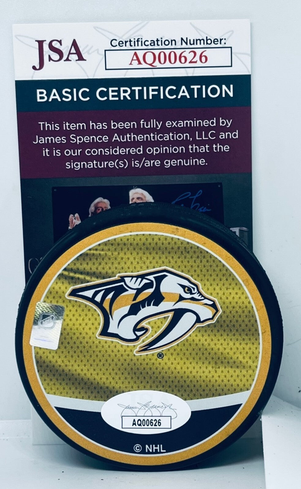 Barry Trotz signed Nashville Predators Reverse Retro Puck autographed Preds JSA