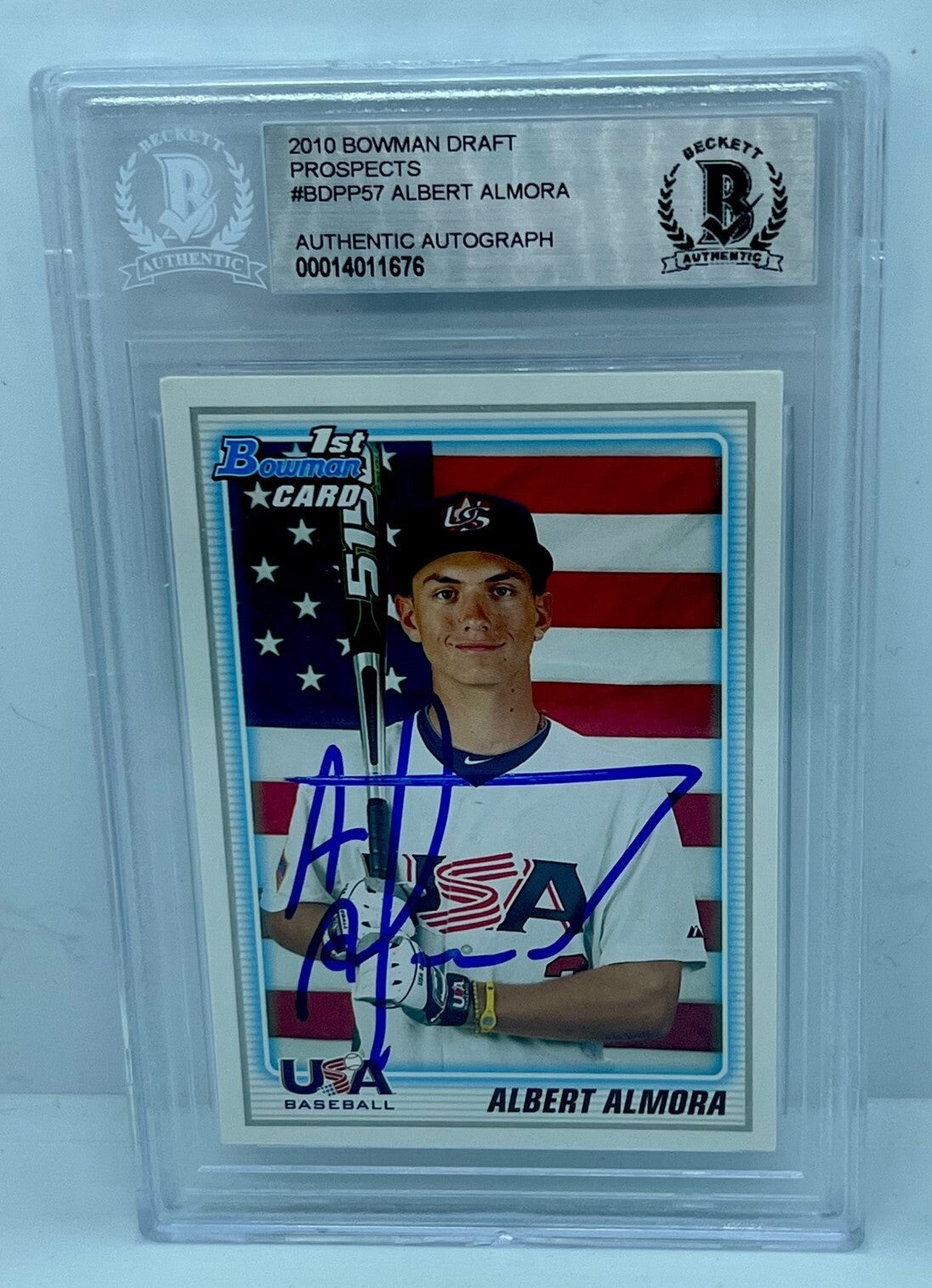 Albert Almora USA signed 2010 Bowman Draft Prospects #BDPP57 Card Beckett