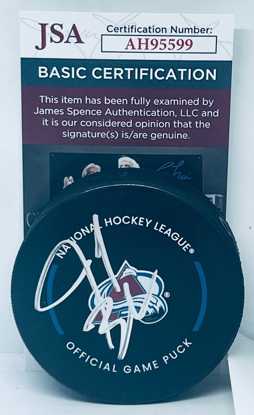 Jared Bednar signed Colorado Avalanche Official Game Puck autographed Avs JSA