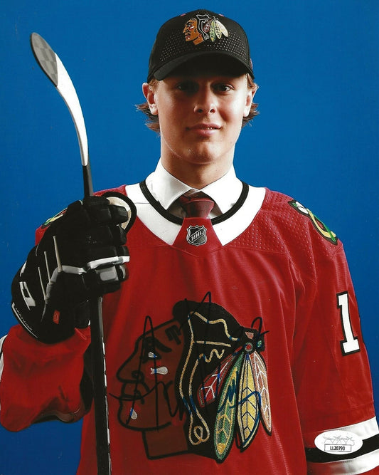 Adam Boqvist signed Chicago Blackhawks 8x10 photo autographed Hawks 4 JSA