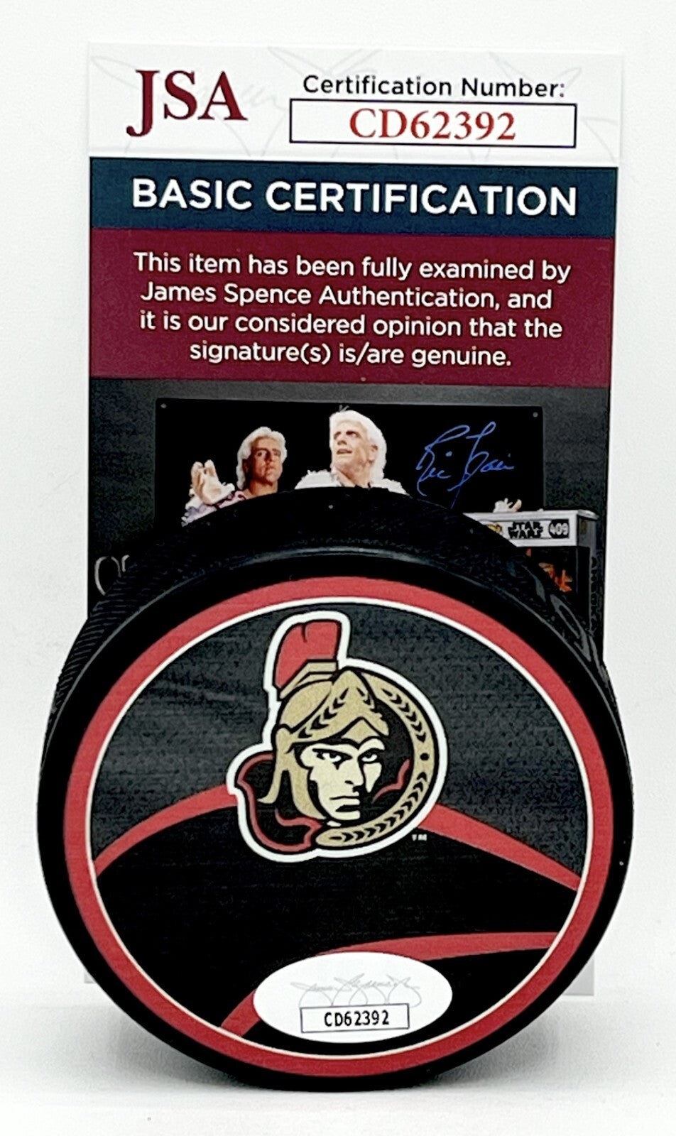 Ridly Greig signed Ottawa Senators Reverse Retro Puck autographed #2 JSA