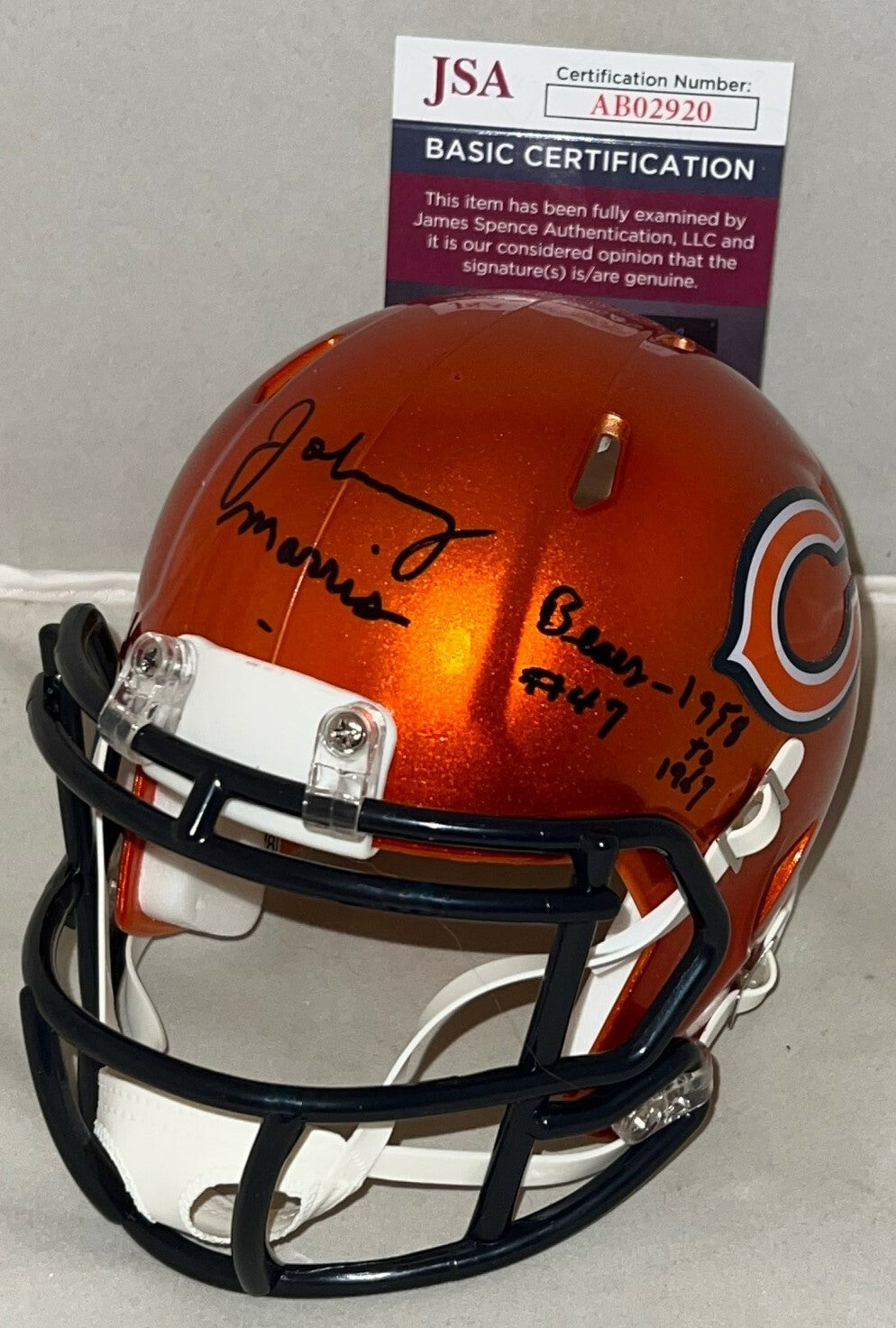 Johnny Morris signed Chicago Bears Flash mini helmet autographed JSA