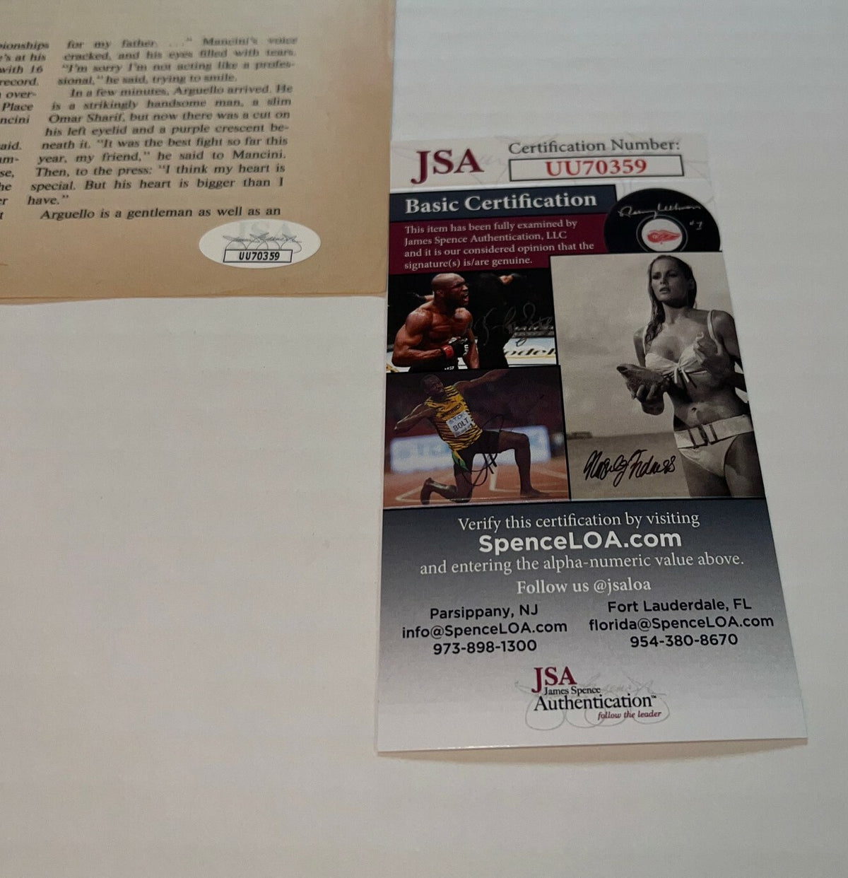 Alexis Arguello Boxing Legend signed Magazine Page autographed JSA
