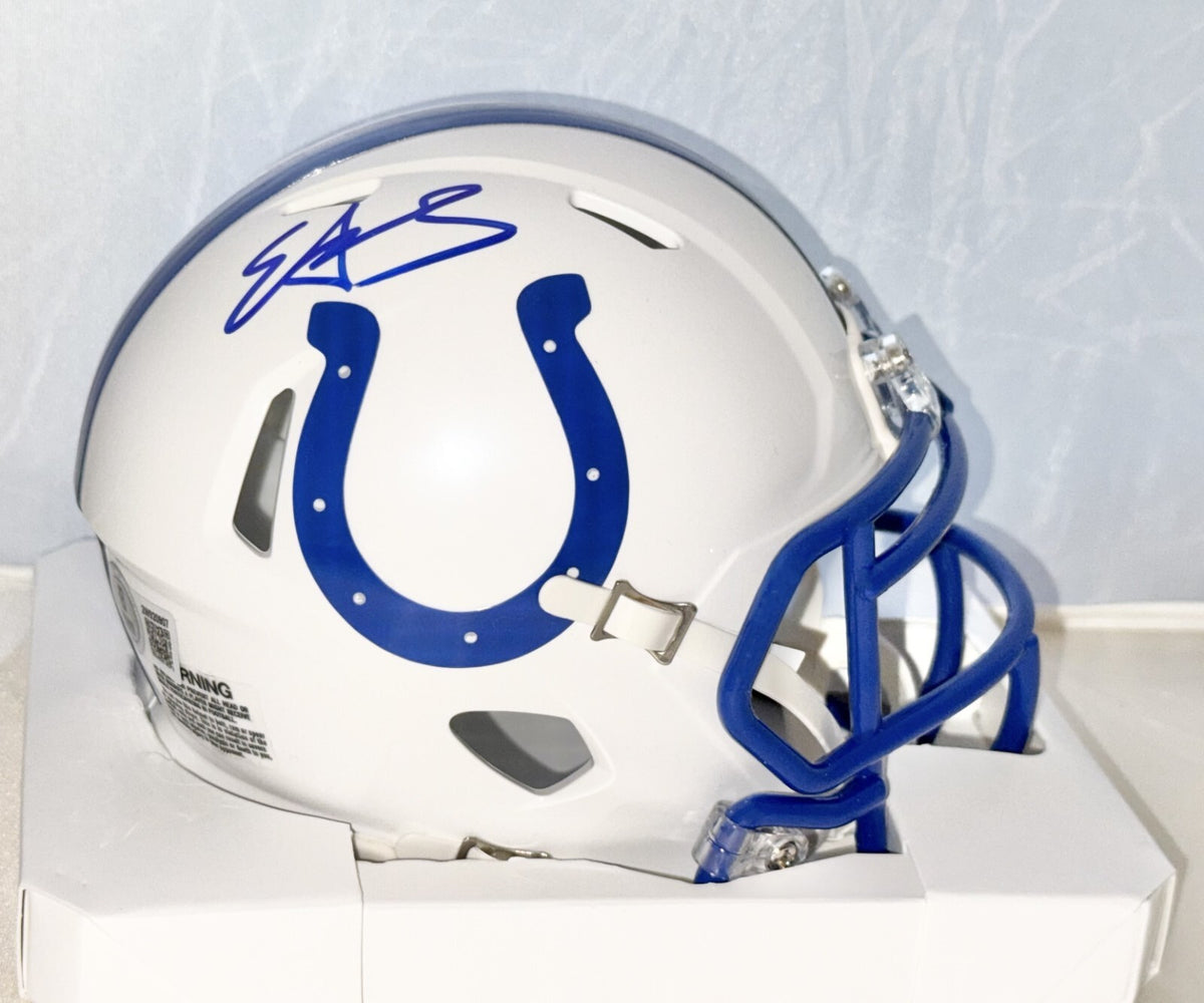 Edgerrin James signed Indianapolis Colts Throwback mini helmet Beckett Witnessed