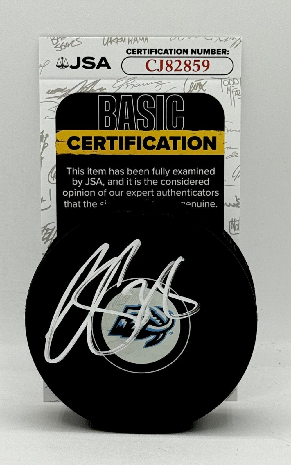 Liam O'Brien signed Utah Mammoth Logo Puck autographed JSA