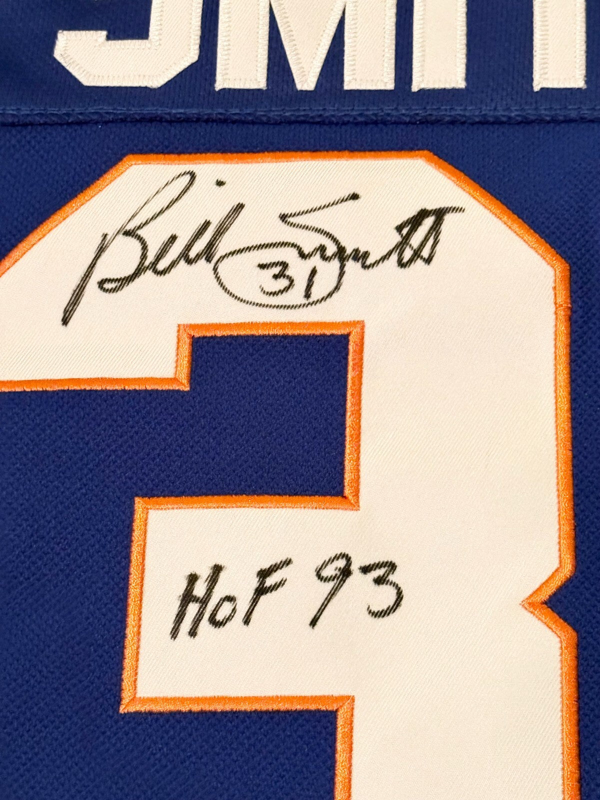Billy Smith signed New York Islanders jersey W/ HOF Inscription Beckett Witness