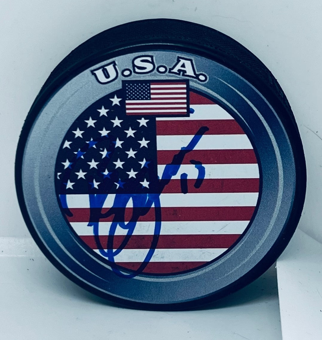 Bill Guerin Devils Penguins signed Team USA Puck autographed
