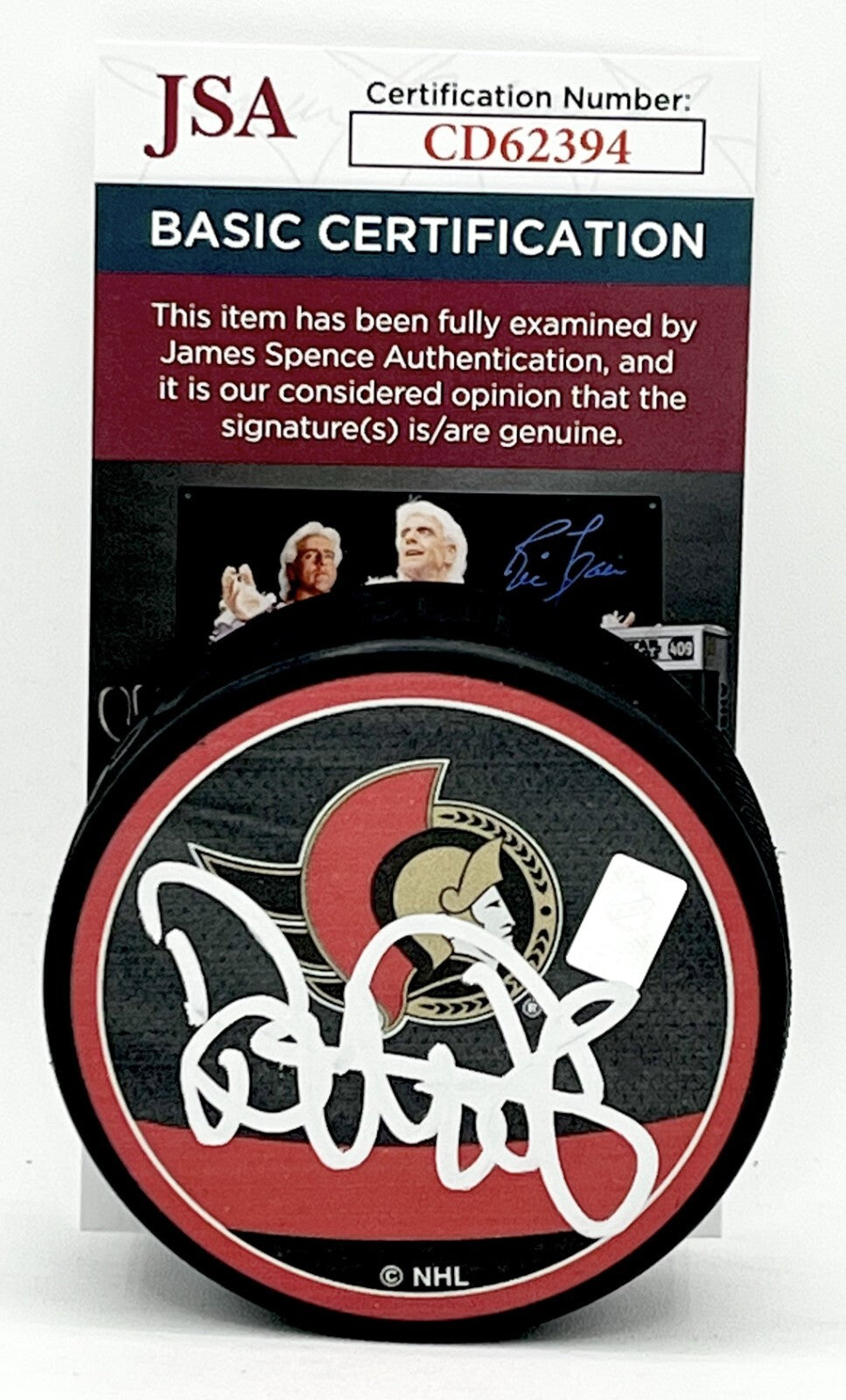 Daniel Alfredsson signed Ottawa Senators Reverse Retro Puck autographed #2 JSA