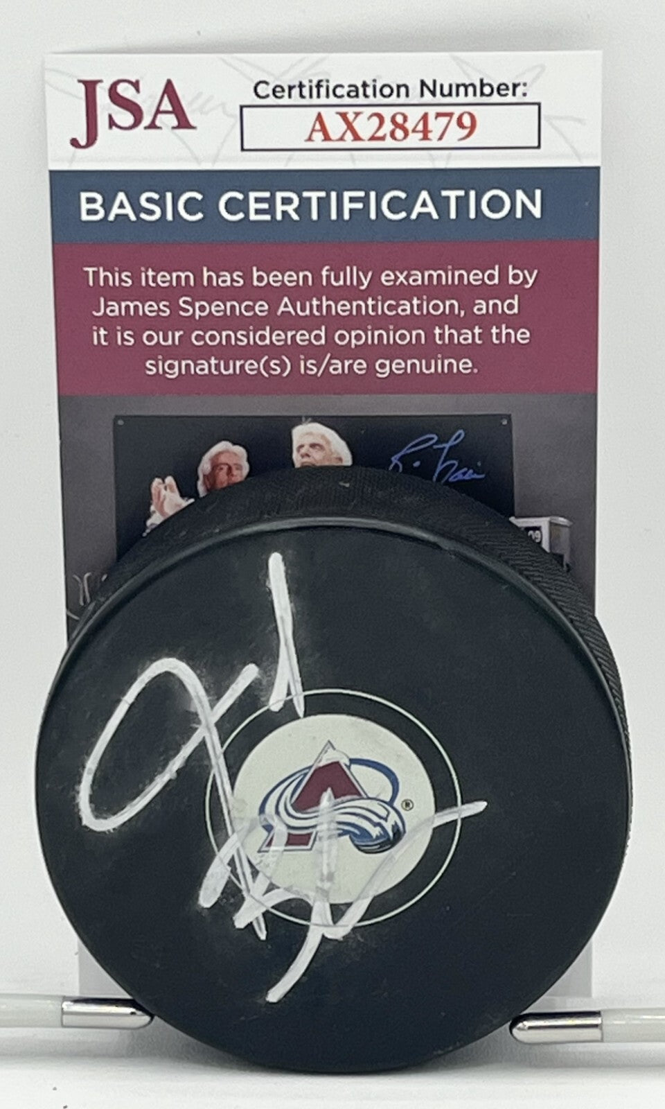 Jared Bednar signed Colorado Avalanche Logo Puck autographed JSA COA