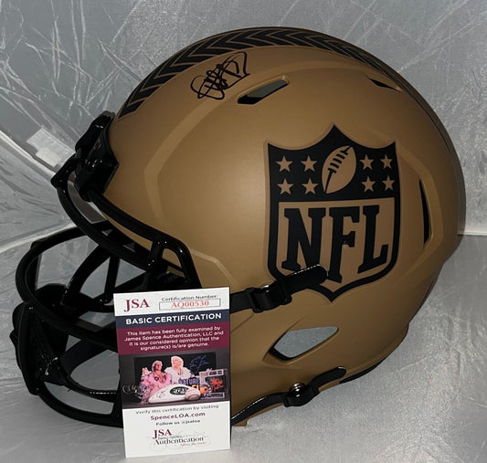 Al Michaels signed NFL Shield 2023 Salute To Service Full Size Helmet JSA